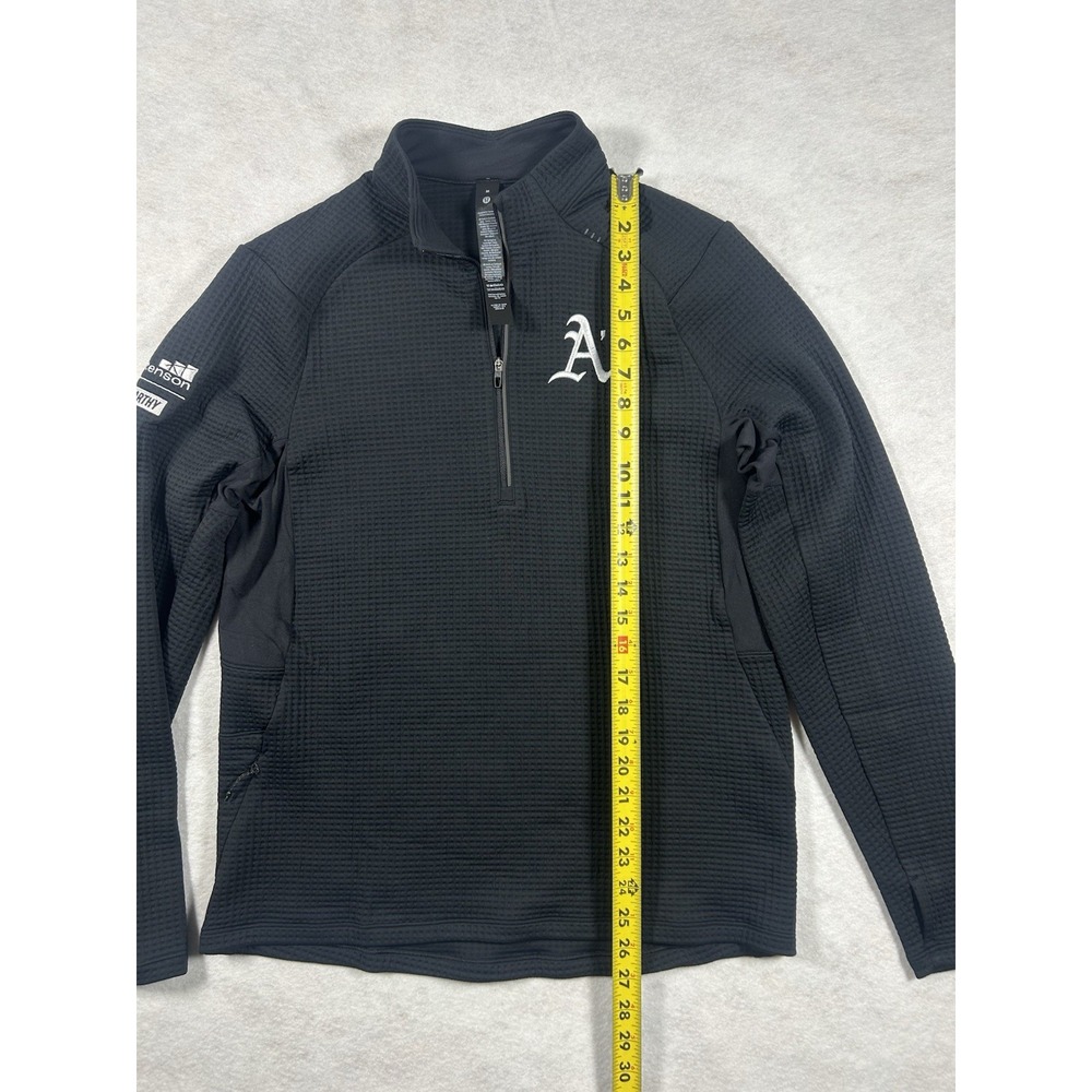 Lululemon WaffleKnit Half Zip Mens M Black Oakland Athletics MLB Baseball Jacket - Picture 8 of 9